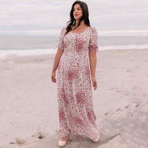 Gal Meets Glam Red and White Floral Maxi Dress